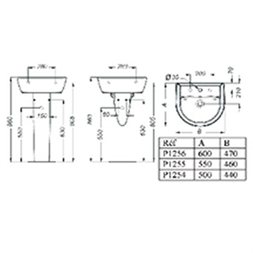 Lavabo ULYSSE 2 60x47cm en grès avec trop-plein, blanc Réf P125601
