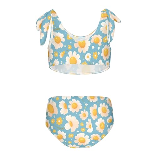 KLL Polka Dots and Tender Chamomile Flowers Girls' Two Piece Bikini Set Beach Swimsuits Swimwear Adjustable Shoulder Strap2