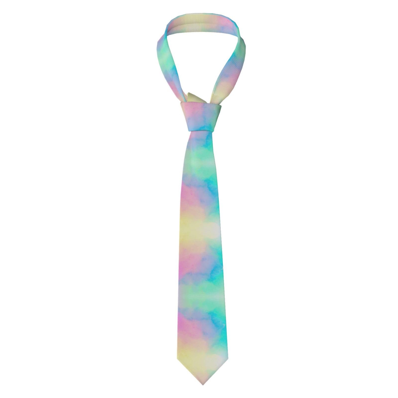 Tcoay Neck Classic Ties Men's Business Ties Slim For Wedding Party Ties,Colorful Pastel Drawing Paper Rainbow