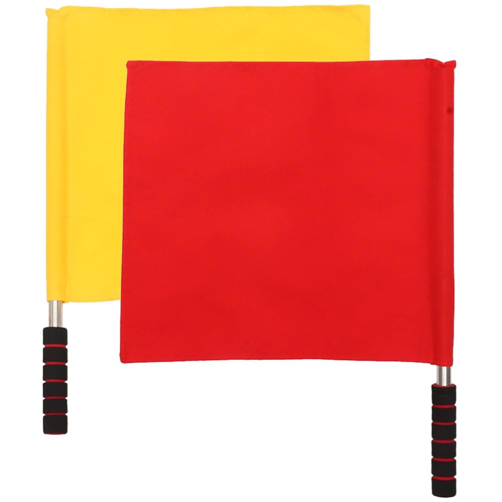 Healvian 2pcs Referee Flag, Red Yellow, 18.11 x 13.78 inches, Sports Flag for Soccer, Volleyball, Sports Events, Traffic Directions