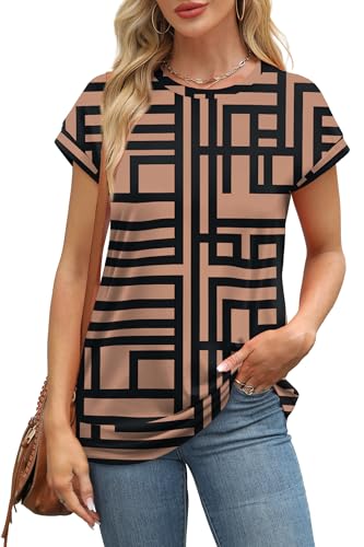 Image of Alaroo Womens Summer Tops Short Sleeve Shirts Crew Neck Cute Trendy Tunic Blouses (S-3XL)