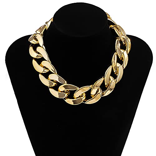 Punk Cuban Link Chain Choker Necklace Plastic Chunky Curb Chain Necklace Chic Layered Clavicle Necklace Hiphop Accessories for Women and Girls4