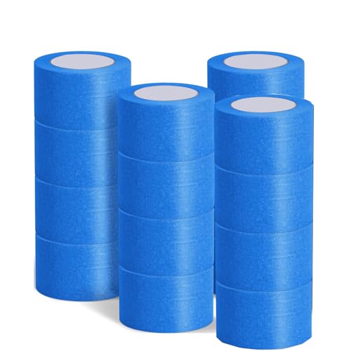 Boboeitody 12 Rollen Blau Kreppband 75mm x 55m, Gesamt 720 Yards, Maler Masking Tape Kein Rückstand Wandmalerei Tape Künstler Tape Trim Edge Finishing Tape für Wandmalerei Dekoration DIY Supplies