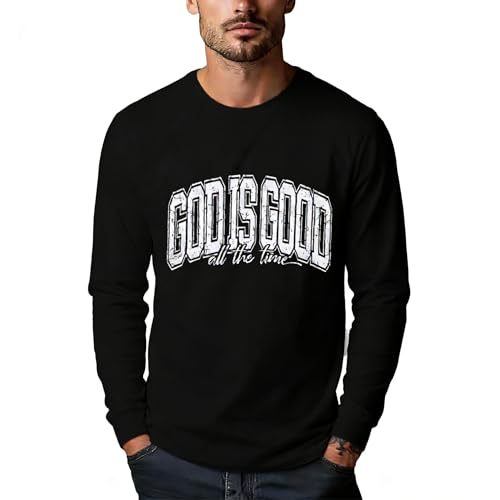 Christian Shirts for Men:Faith Cross Printed Long Sleeve T-Shirts Christian Jesus Faith Shirts Holy Bible Tees Black