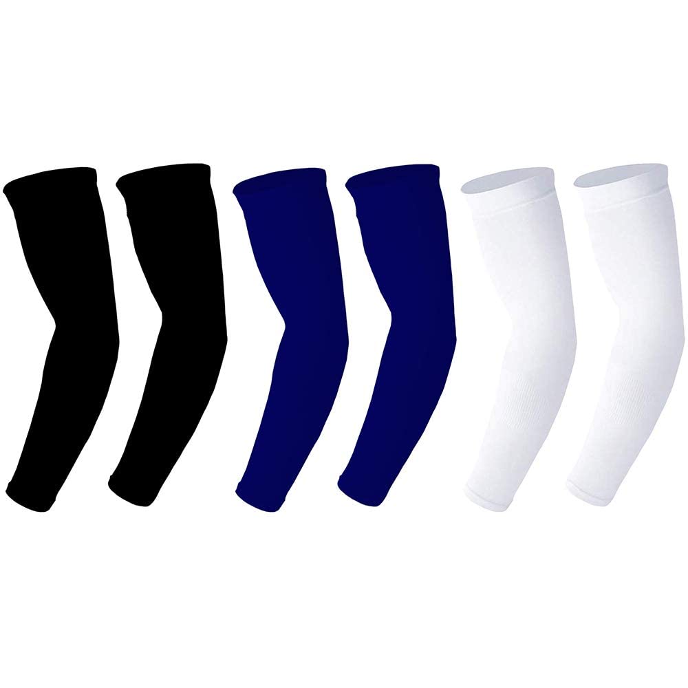 VTFlair Unisex Arm Sleeves With Black,Dark Blue And White Color -Combo of 3 Pairs Arm Sleeves for Bike Riding UV, Dust, Summer, Sun Protection for Men and Women