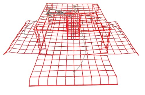 Massachusetts Folding Bridge Blue Crab Trap, Heavy-Duty Metal Wire Mesh Drop-Net, Collapsible Foldable Design, 15" x 15" x 7"