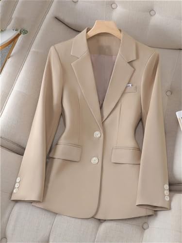 Single Breasted Blazers for Women Long Sleeve Turn Down Collar Jacket Office Slim Solid Coats4