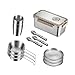 Vaveren Camping Messware Kit Cooking Tableware Stainless Steel Easy to Clean Supplies Utensil Cutlery Organizer for Hiking Picnic BBQ, 3 Person