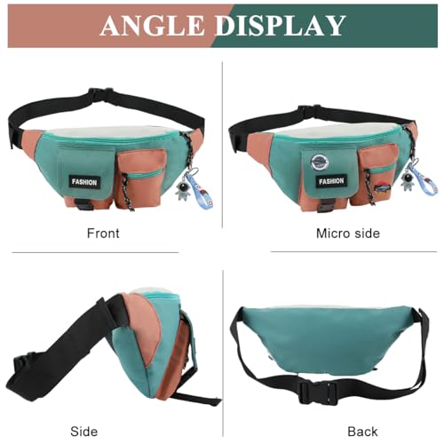 Image of Gustave Waist Bag for Men & Women, Patchwork Lightweight Nylon Chest Bag, Multi Pocket Zippered Fanny Bag, Stylish & Compact Day Pack for Commuting, Travel, Hiking, Riding, Everyday Use