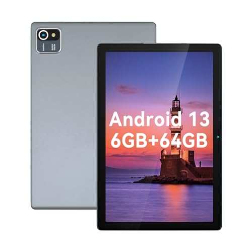 Paxodo Tablet 10 inch Android 13 Qauad Core 1280x800 IPS Touchscreen 5MP+8MP Dual Camera 2GB+4GB RAM 64GB ROM 128GB SD Expansion 5000mAh Battery (Gray)