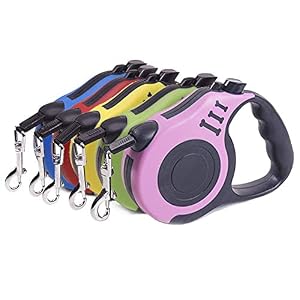 Retractable Dog Leash Pet Walking Leash with Anti Slip Handle Strong Nylon Tape Tangle Free One Handed One Button Lock Release Suitable for SmallMedium DogCat 16 ft Pink