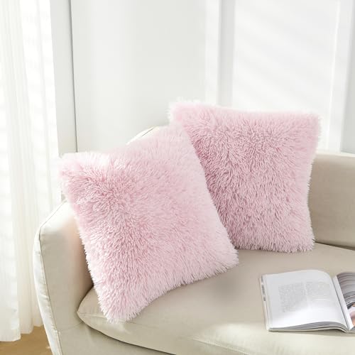 Image of Faux Fur Throw Pillow Covers for Couch Decorative Pillows 20x20 Inch