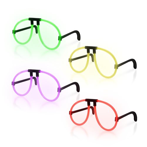 Windy City Novelties - 50 Pack - Aviator Glow Eyeglasses in Bulk | In Assorted Colors | Halloween Costume Supplies, Halloween Party Favors, Raves, EDM Concert, Glow Party, Cosplay