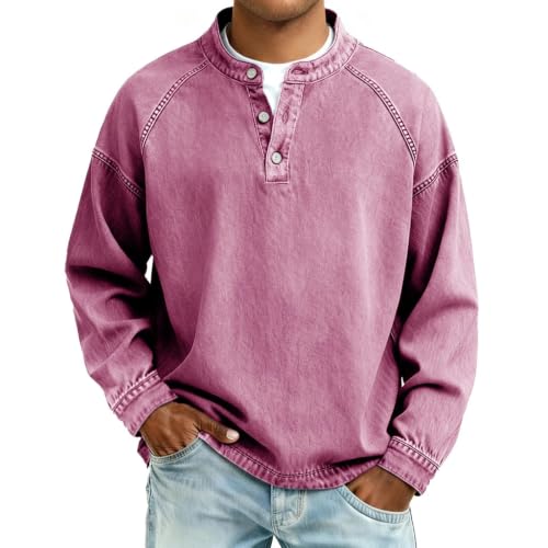 Vintage Washed T Shirt Men Washed Button Henley Henley T Shirts for Men | Retro Classic, Raglan Sleeve, Thermal Warm, No Bloated Feeling, Relaxed Fit, Oversized, Long Sleeve, Fall Winter - image 7