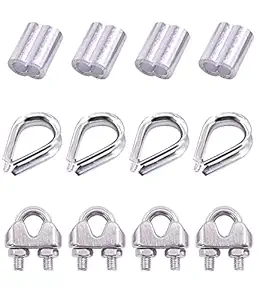 MTU ONLINE STORE Wire Rope Cable Clip/Clamp, Thimble, Aluminum Crimping Loop for 3/8