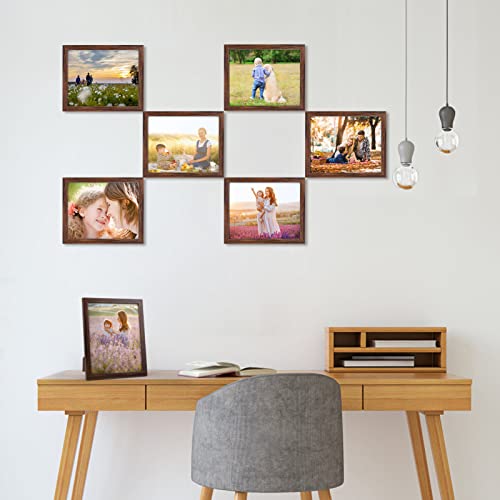 Giftgarden 8x10 Photo Frame Brown Set of 7 Rustic Walnut-Color Photo Frames 8 by 10 for Wall or Tabletop - Image 4