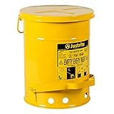 Justrite 09101 6 Gallon, 11.875' OD x 15.875' H Galvanized-Steel Yellow Safety Cans For Oily Waste