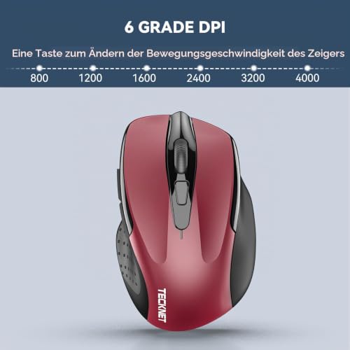 TECKNET Kabellose Maus, 4000 DPI, 2.4G Optische Funkmaus mit USB Empfänger – Ansicht 4