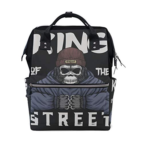 Preisvergleich Produktbild Totenkopf, Gorilla King Street Bag Rucksack, große Kapazität, multifunktional, Reisetasche für Mütter Frauen