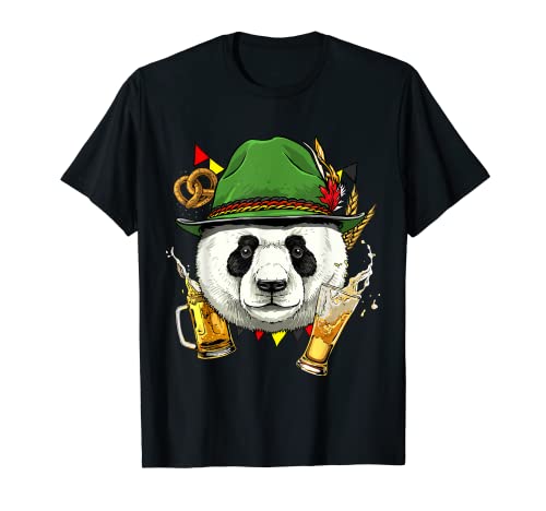 Oktoberfest Giant Panda Lover Lederhosen Germania Beer Fest Maglietta