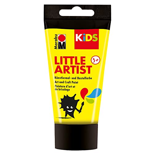 Marabu KiDS Little Artist 75 ml, Gelb, Künstlermal- und Bastelfarbe für Kinder ab 3 Jahren, Kindermalfarbe auf Wasserbasis, auswaschbar, Made in Germany, vegan, glutenfrei, 03050002019