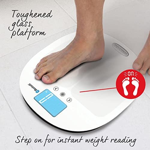 Salter 9192 WH3R Health Curve Bluetooth Smart Bathroom Analyser Scale, Measures Weight, Body Fat/Water, Muscle/Bone Mass, BMI and BMR, 8 User Memory, Connect to Smartphone using MiBody App, White
