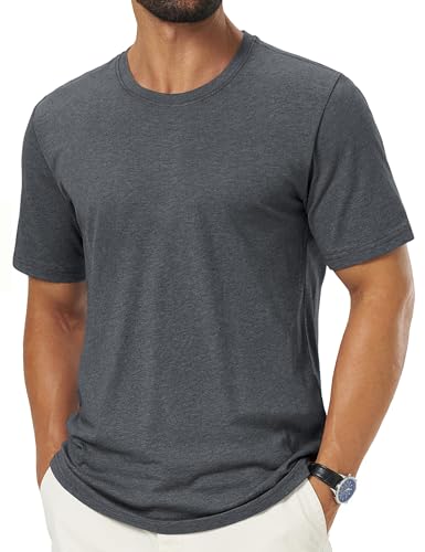 Cotrasen Mens T-Shirts Short Sleeve Cotton Soft Crew Neck Solid