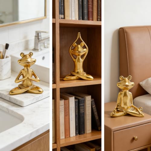 Estatuas Yoga Rana Dorada, Set 3 Piezas, 3.8-5" miniatura 6