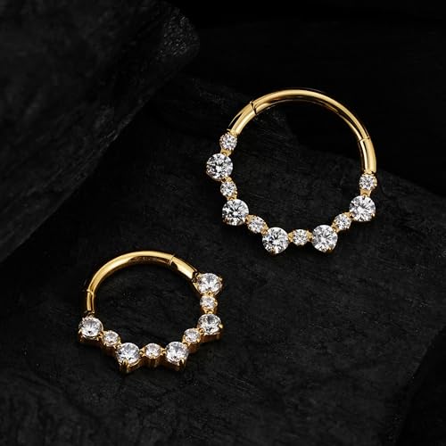 FINE4U 1PC ASTM F136 Titanium Nose Ring Hoop 16G 8mm 10mm for Daith, Septum4