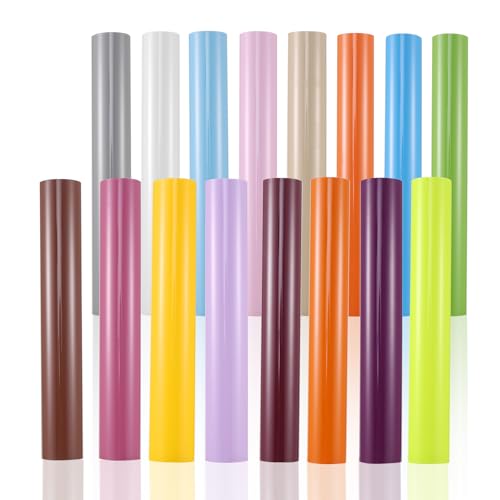 Povxlum 16PCS Puff Vinyl Heat Transfer-16 Colors 3D Puff HTV Heat Transfer Vinyl 30X25cm Pastel Colored Puffy Iron-on Vinyl T-Shirt