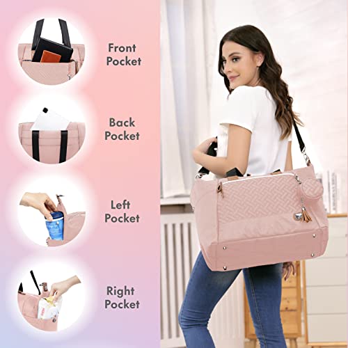 Dikaslon Wickeltasche mit Schnullertasche und Wickelunterlage, Große Reisewindeltasche für Mama und Papa, Multifunktions-Babytasche für Jungen und Mädchen, Rosa