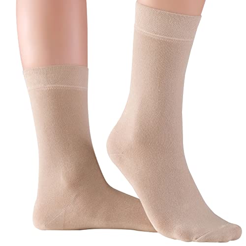 Women's 6 Pack Thin Rayon Dress Socks- Casual Color Crew Socks, Comfort Seam (Beige (6 Pack), 9-12)2
