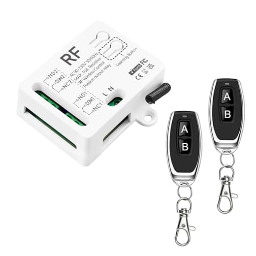 Tedeligo 433MHz RF Funk Fernbedienung Schalter Mit 2 Sendern AC 220V 230V 240V 10A 2 Kanal Relaisempfanger Fur Elektrischen Vorhang Garagentor Motor Licht Rollläden