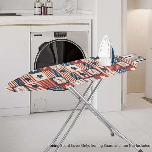 Image of Ironing Board Cover, Standard Size 15x54, American Flag Plaid Pattern, Elastic Edge, Resist Scorching, Adjustable Fastener, Fashion Iron Board Covers