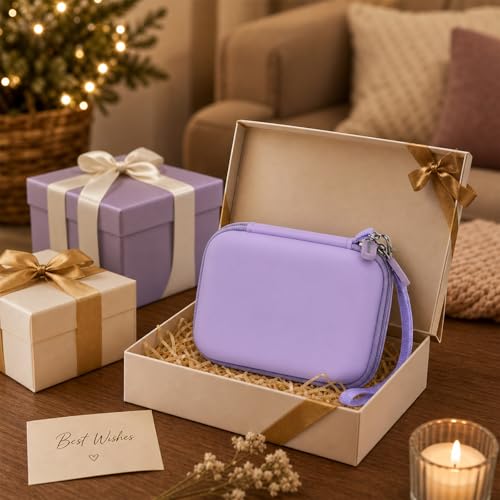 Image of Comecase Case Compatible with Nelko P21 / for Phomemo D30 D35 Label Maker Machine, for JADENS D11 / for SUPVAN Mini Labeler Sticker, Labler Maker Storage for Tape&Accessories (Light Purple)