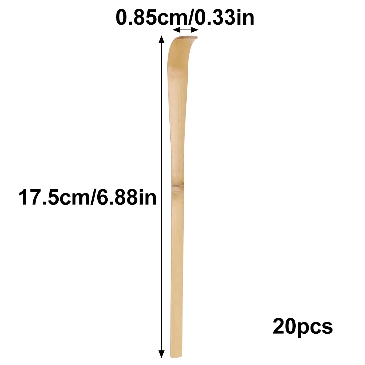 Queenbox 6.8x0.8in 20Pcs Japanese Bamboo Matcha Scoop, Chashaku Hooked Green Tea Spoon for Tea Ceremony Tool Dessert Espresso Spices