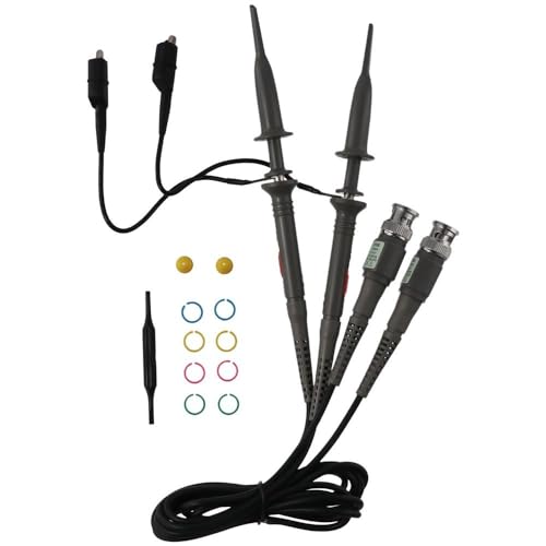 HOBBYIN 2pcs Universal P6100 Oscilloscope Clip Probes, Oscilloscope Probe BNC Connector Oscilloscope Probe 100MHz Clip Probe Test Line