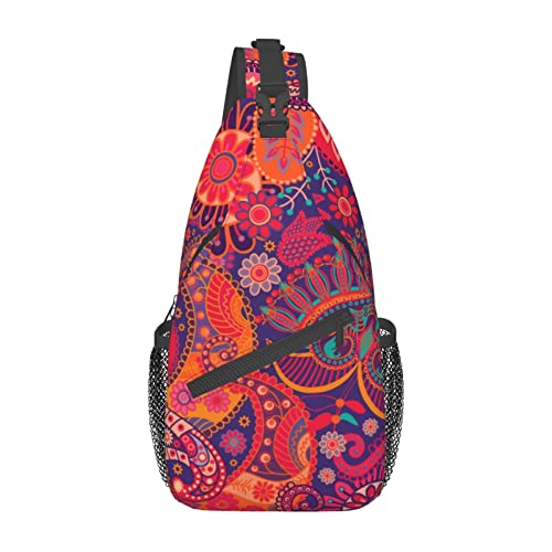 Sac à bandoulière floral ethnique tribal classique noir