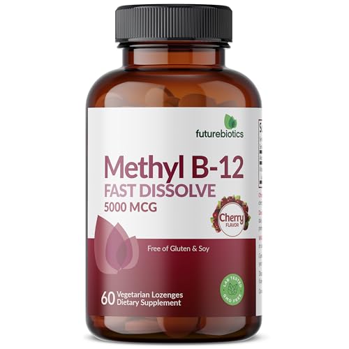 Futurebiotics Methyl B12 5000 MCG Vitamin B12 Methylcobalamin, Cherry Flavor Non-GMO, 60 Vegetarian Lozenges
