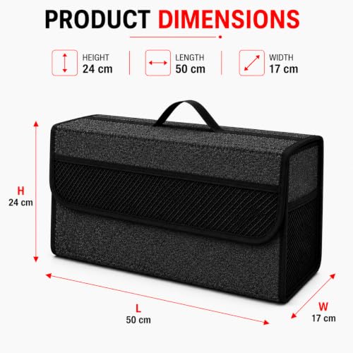 Image of JVCV Felt 2 PACK - Car Trunk Boot Organizer, Car Storage and Organizer Anti Slip Car Accessories Organizer for Car, Suv, Sedan, Truck, Minivan Anti Slip Bottom (Large), Automobiles, Grey