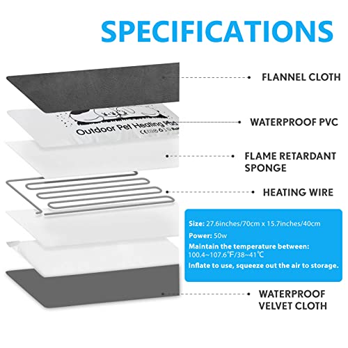 image for PETNF Outdoor Heated Pet Bed with Waterproof Cover,Pet Heating Pads fo