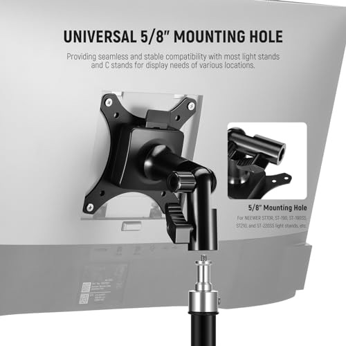 Image of NEEWER Monitor Mount Adapter with Quick Release VESA Mount, 270 Adjustable Metal 5 /8 inch C Stand Light Stand Adapter for Impact Screen Outdoor TV up to 17-32 inch, Max Load 17.5lb /8kg, MA010