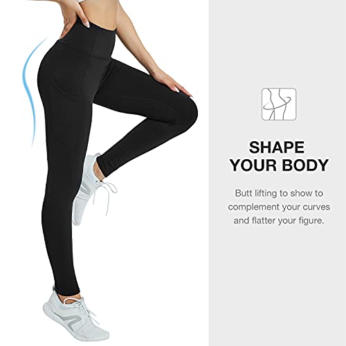 Stretchup Women's Fleece Lined Leggings With Pocket Waterproof High Waisted Thermal Winter Yoga Pant For Women Workout Black #TOP3