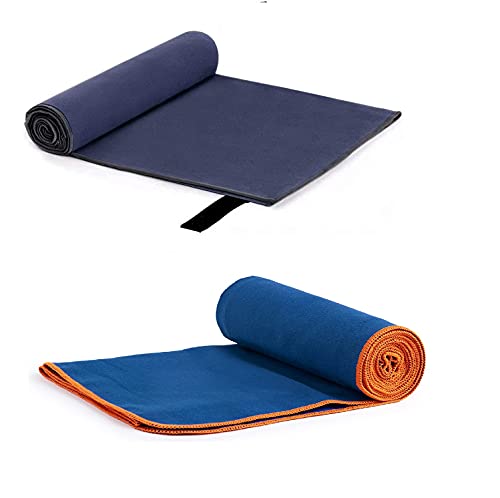 Image of GOCART WITH G LOGO Microfiber Quick Dry Towel for Home Gym Exercise and Outdoor Use (80 X 40 CM) (Blue&Neavy Blue, 2)
