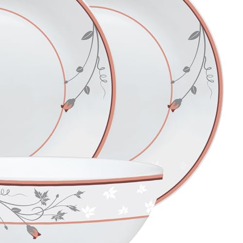 Image of Larah by Borosil Quartz Kohinoor Series Opalware Dinner Set | 19 Pcs for Family of 6 | Microwave & Dishwasher Safe | Bone-Ash Free | Crockery Set for Dining & Gifting | Plates & Bowls | White