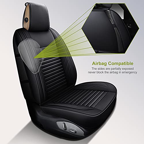 Aoog Leather Car Seat Covers, Leatherette Automotive Seat Covers For Cars Suv Pick-Up Truck, Non-Slip Vehicle Car Seat Covers Universal Fit Set For Auto Interior Accessories, Front Pair, Black #TOP4