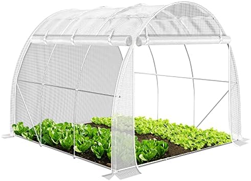 VOUNOT® Gewächshaus Foliengewächshaus, Seitenwände Aufrollbar Winterfest, Tomatenhaus Folientunnel, 3x2x2m 6m², Weiß
