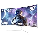 Z-Edge 30 Inch Ultrawide Curved Gaming Monitor 200Hz 1ms MPRT 2560x1080 VA Panel, 21:9 1500R Curved Screen, 300cd/m² Brightness, FreeSync, DisplayPort (200Hz), HDMI (165Hz), PIP/PBP, White