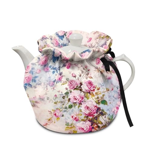 Poceacles Tea Cozy para tetera pequeña, cubierta antipolvo para hervidor de cocina, para desayuno, cafetera, decoración de mesa, rosa retro rosa