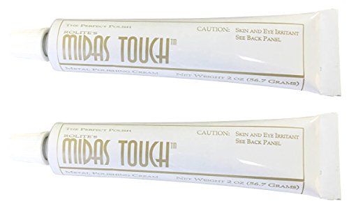 Rolite Midas Touch Metal Polishing Cream - Cleaner and Polishing Rouge for Sterling Silver, Gold, Brass, Chrome, Copper, and Other Metals, Non-Toxic Formula, 2 Ounces, 2 Pack